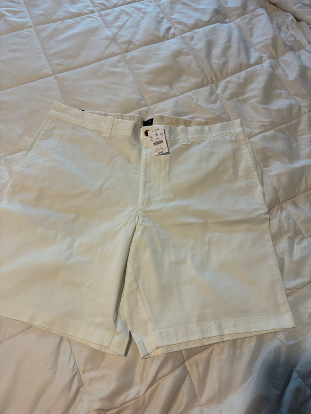 J. Crew White Flat-Front Cotton Chino Shorts